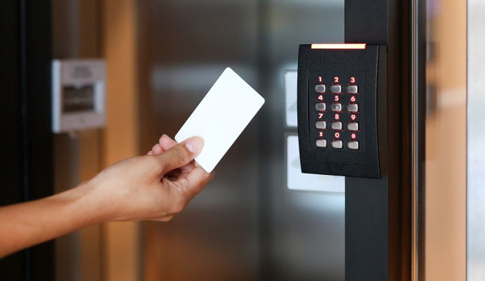 A person interacting with access control system