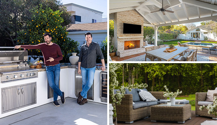 ASD Security owners showing outdoor kitchen units