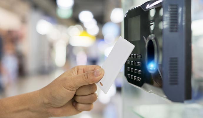 A person using access control system