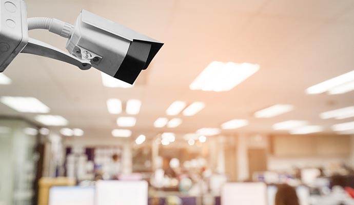 HD security camera mounted on wall