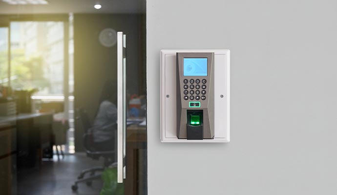 Installed smart lock doors in business area