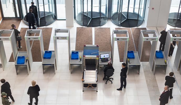 Installed metal detector in commercial space