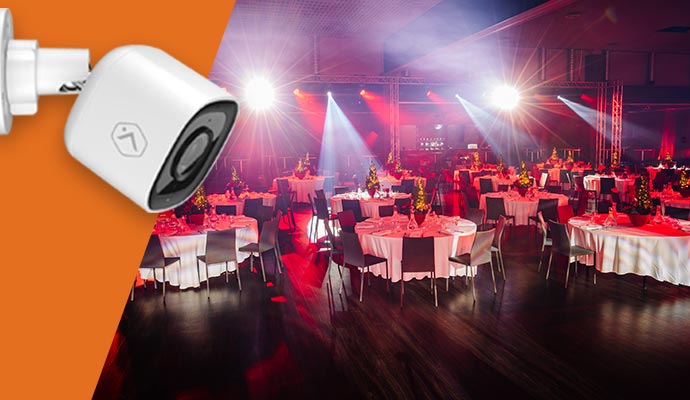 Party hall security camera demonstration