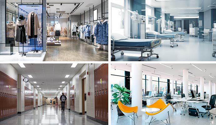 Commercial security camera sectors: retail, healthcare, education