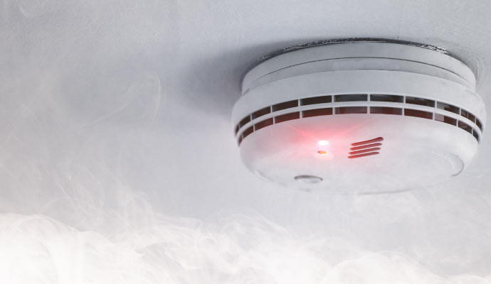 Fire alarm system installed on the ceiling