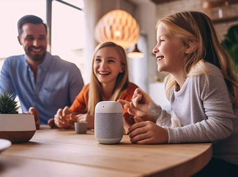 Happy family sitting together