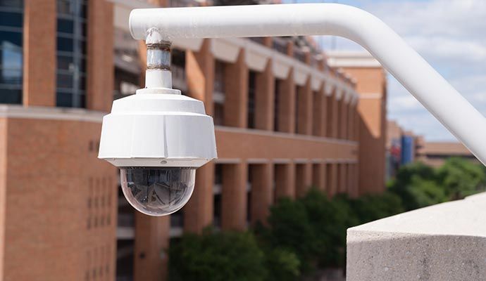 Outdoor security camera installed in government office