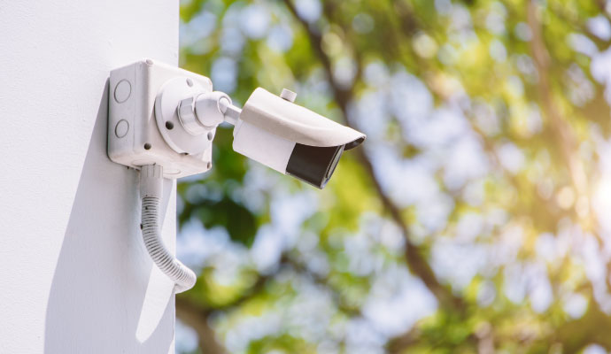 Outdoor camera on the wall