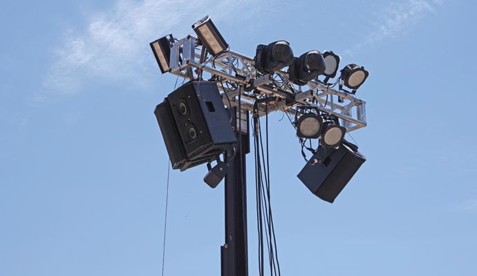 Installed security camera with two way speakers.