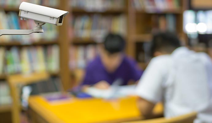 Security camera monitoring library area
