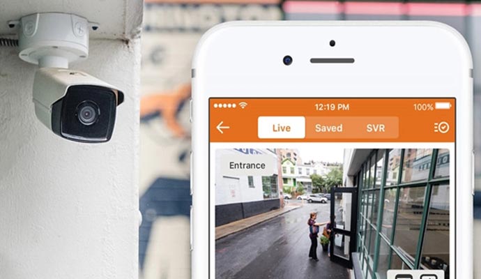 Security camera monitoring using smartphone