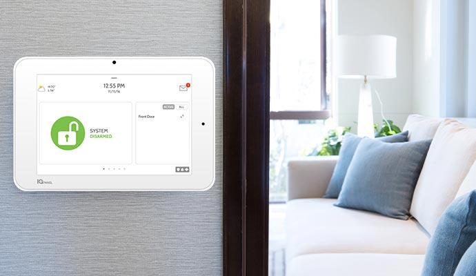 Interactive home security control panel.