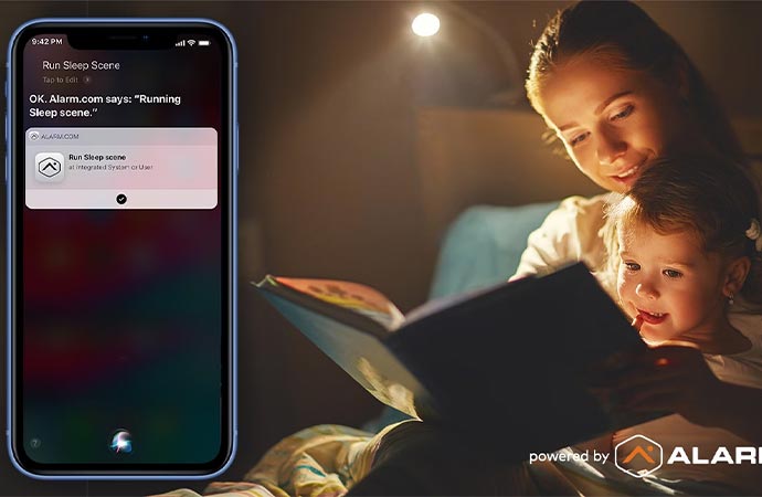 Mommy using voice control to operate a security system